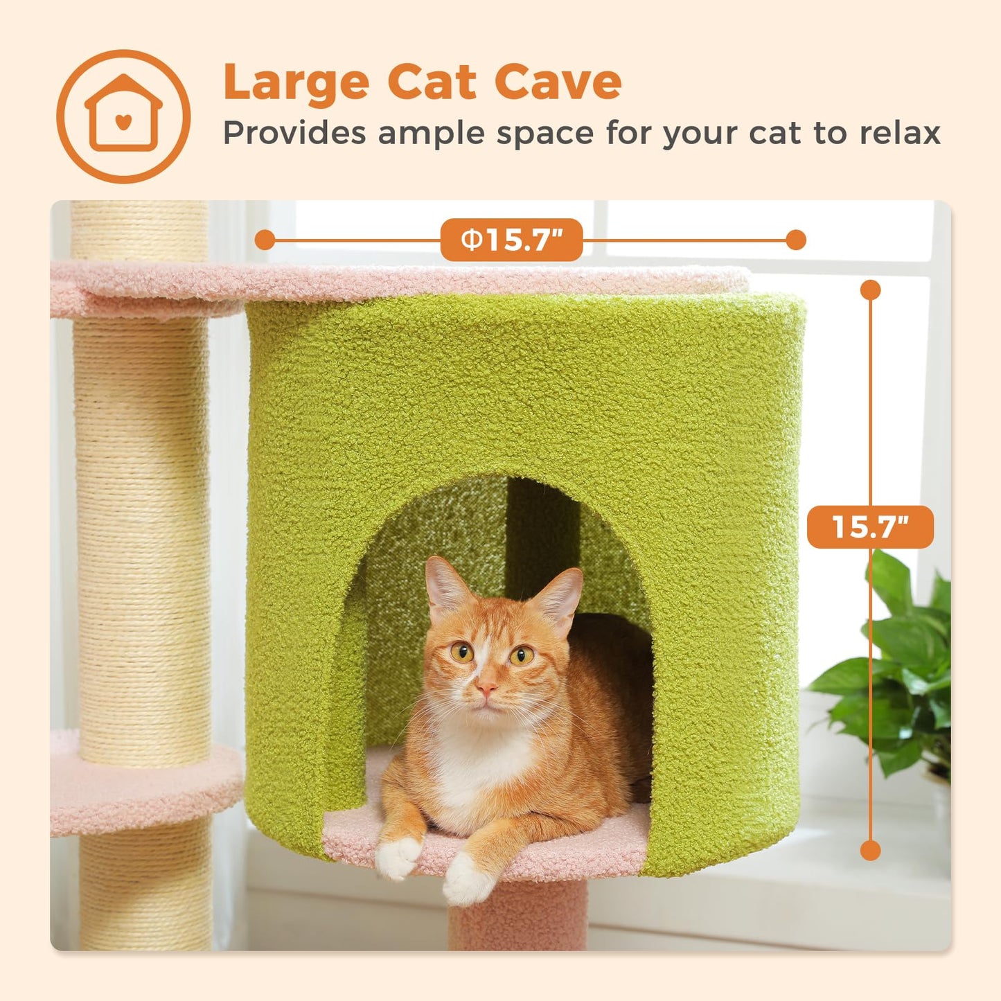 PAWZ Road Flower Cat Tree, 50 Inches Pink Cat Tower with 4.3-inches Fully-Wrapped Thick Scratching Posts, a Spacious Condo and a Flower Perch for Large Cats