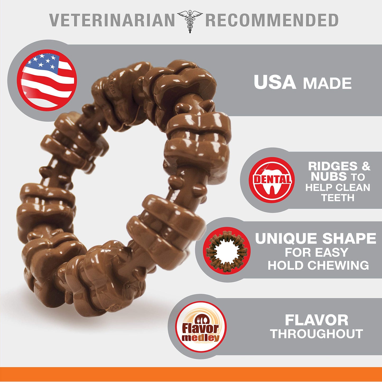 Nylabone Power Chew Textured Dog Chew Ring Toy, Dog Toys for Aggressive Chewers, Flavor Medley, X-Large/Souper (1 Count)